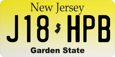 NJ license plate J18HPB