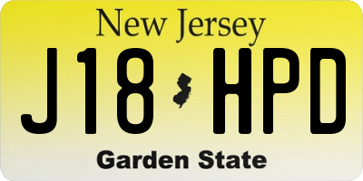 NJ license plate J18HPD