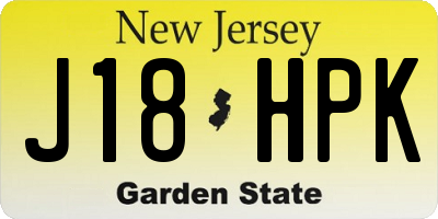 NJ license plate J18HPK