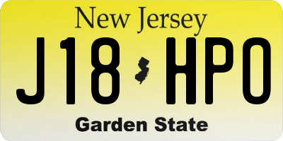 NJ license plate J18HPO