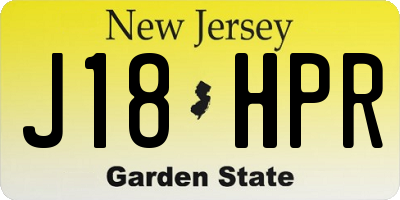 NJ license plate J18HPR
