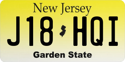 NJ license plate J18HQI