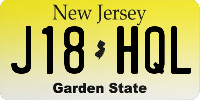 NJ license plate J18HQL