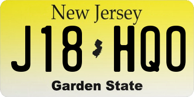 NJ license plate J18HQO