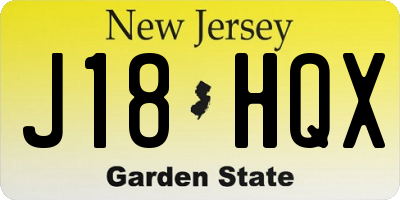 NJ license plate J18HQX