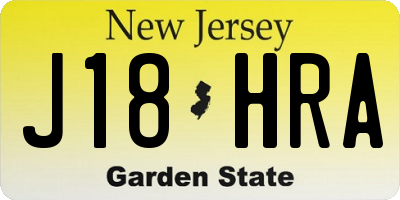 NJ license plate J18HRA