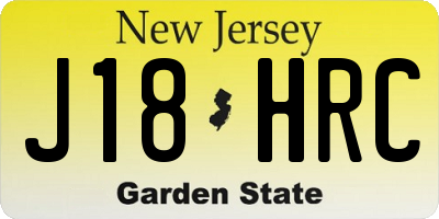 NJ license plate J18HRC