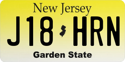 NJ license plate J18HRN