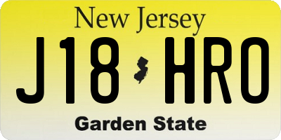 NJ license plate J18HRO
