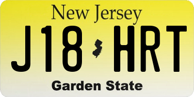 NJ license plate J18HRT