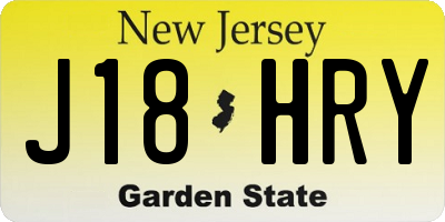 NJ license plate J18HRY