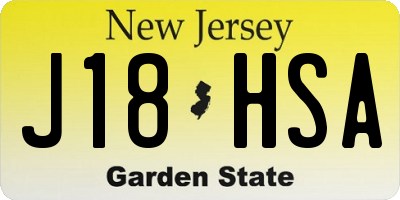 NJ license plate J18HSA