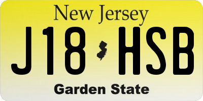 NJ license plate J18HSB