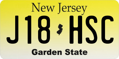 NJ license plate J18HSC