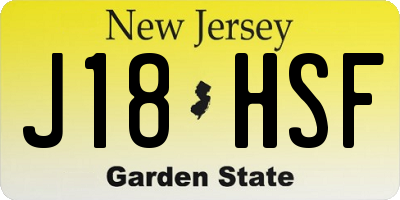 NJ license plate J18HSF
