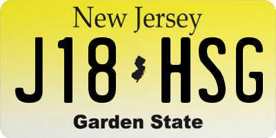 NJ license plate J18HSG
