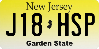 NJ license plate J18HSP
