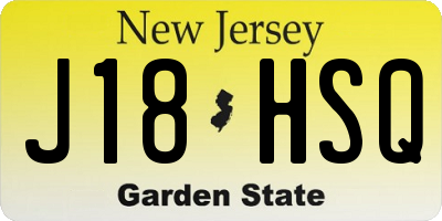 NJ license plate J18HSQ