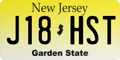 NJ license plate J18HST
