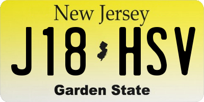 NJ license plate J18HSV