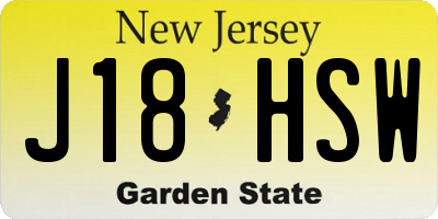NJ license plate J18HSW