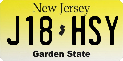 NJ license plate J18HSY