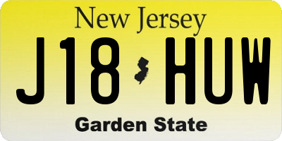NJ license plate J18HUW
