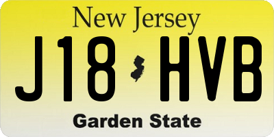 NJ license plate J18HVB