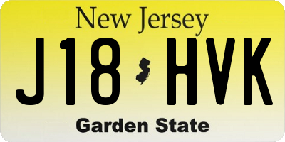 NJ license plate J18HVK