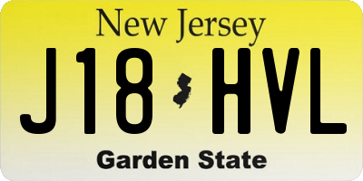 NJ license plate J18HVL