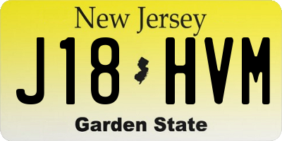 NJ license plate J18HVM