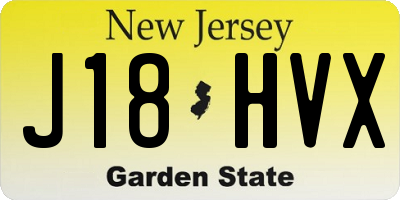 NJ license plate J18HVX