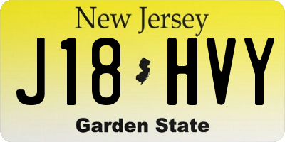 NJ license plate J18HVY