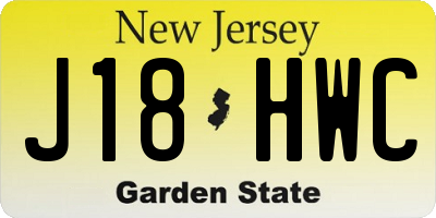 NJ license plate J18HWC