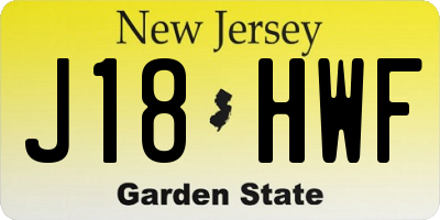NJ license plate J18HWF