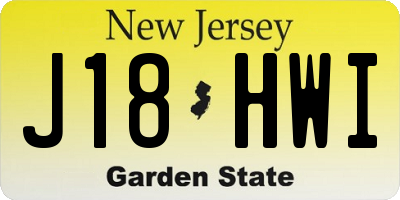 NJ license plate J18HWI