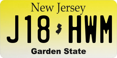 NJ license plate J18HWM