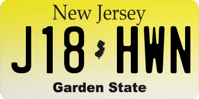 NJ license plate J18HWN