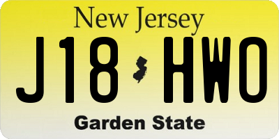 NJ license plate J18HWO