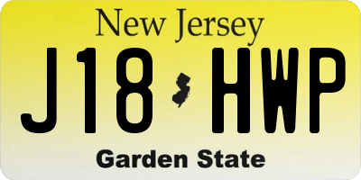 NJ license plate J18HWP