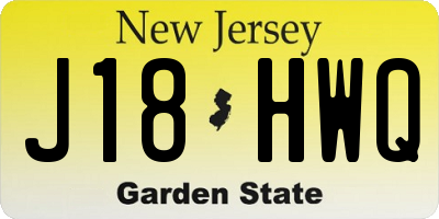 NJ license plate J18HWQ