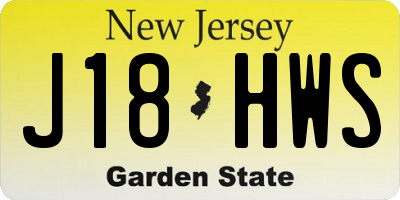 NJ license plate J18HWS