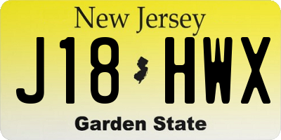 NJ license plate J18HWX