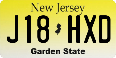 NJ license plate J18HXD