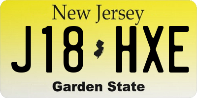 NJ license plate J18HXE