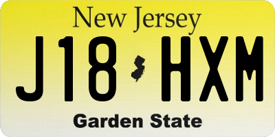 NJ license plate J18HXM