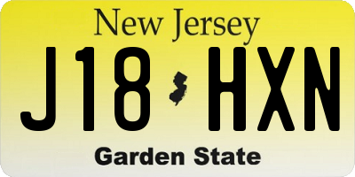 NJ license plate J18HXN