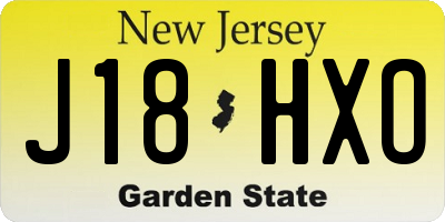 NJ license plate J18HXO
