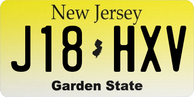 NJ license plate J18HXV