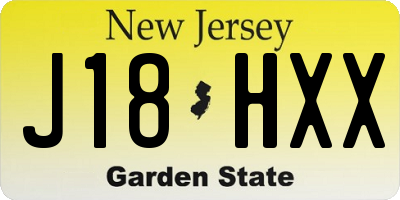 NJ license plate J18HXX